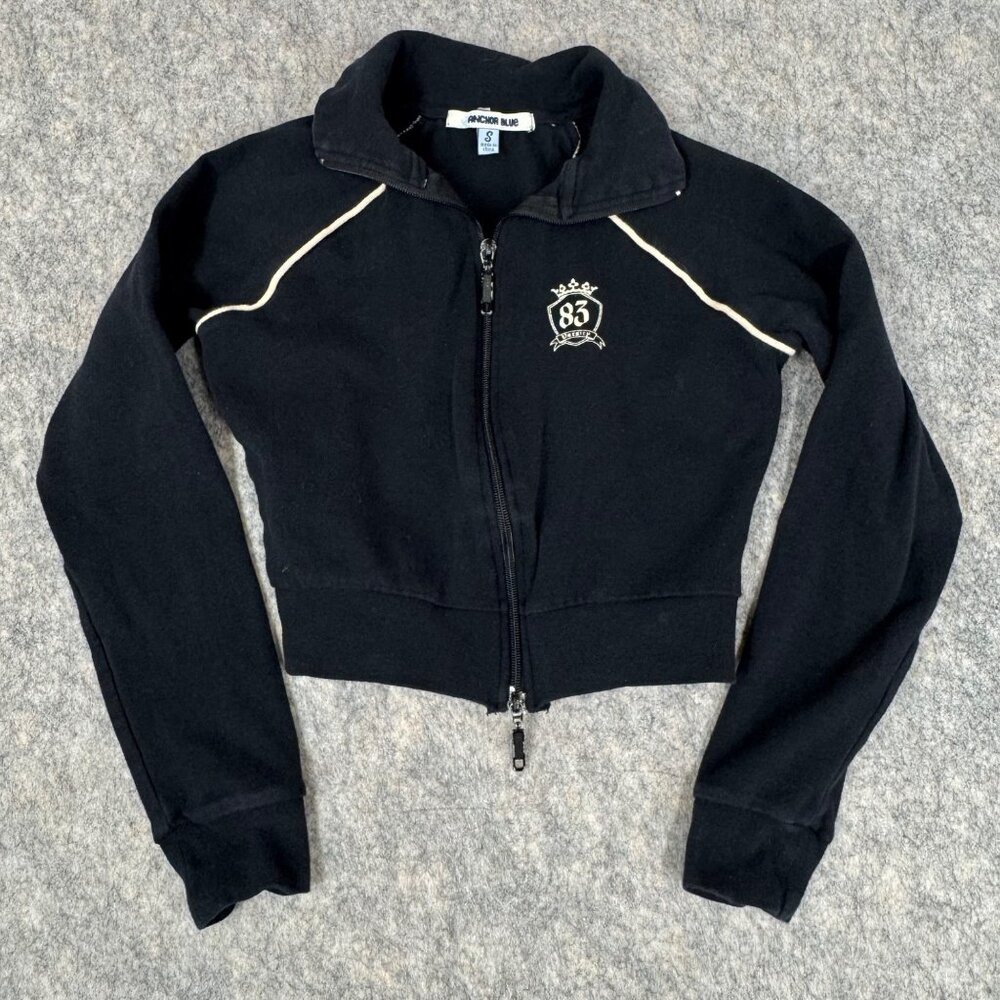 Vintage Anchor Blue Track Jacket Zip Up Cropped Small Graphic Navy Blue - Picture 3 of 10